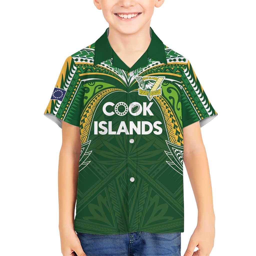 Custom Cook Islands Rugby League Hawaiian Shirt Tatau Tribal Motifs-Dark Green Color LT03 - Polynesian Pride