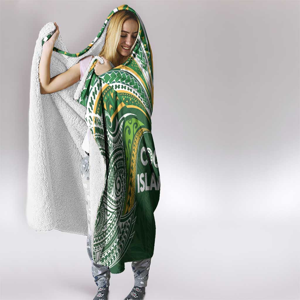 Cook Islands Rugby League Hooded Blanket Tatau Tribal Motifs-Dark Green Color LT03 - Polynesian Pride
