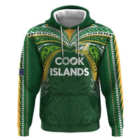 Custom Cook Islands Rugby League Hoodie Tatau Tribal Motifs-Dark Green Color LT03 Pullover Hoodie Green - Polynesian Pride