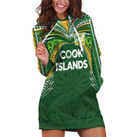 Custom Cook Islands Rugby League Hoodie Dress Tatau Tribal Motifs-Dark Green Color LT03 Green - Polynesian Pride