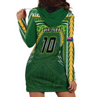 Custom Cook Islands Rugby League Hoodie Dress Tatau Tribal Motifs-Dark Green Color LT03 - Polynesian Pride