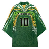 Custom Cook Islands Rugby League Kimono Tatau Tribal Motifs-Dark Green Color LT03 - Polynesian Pride