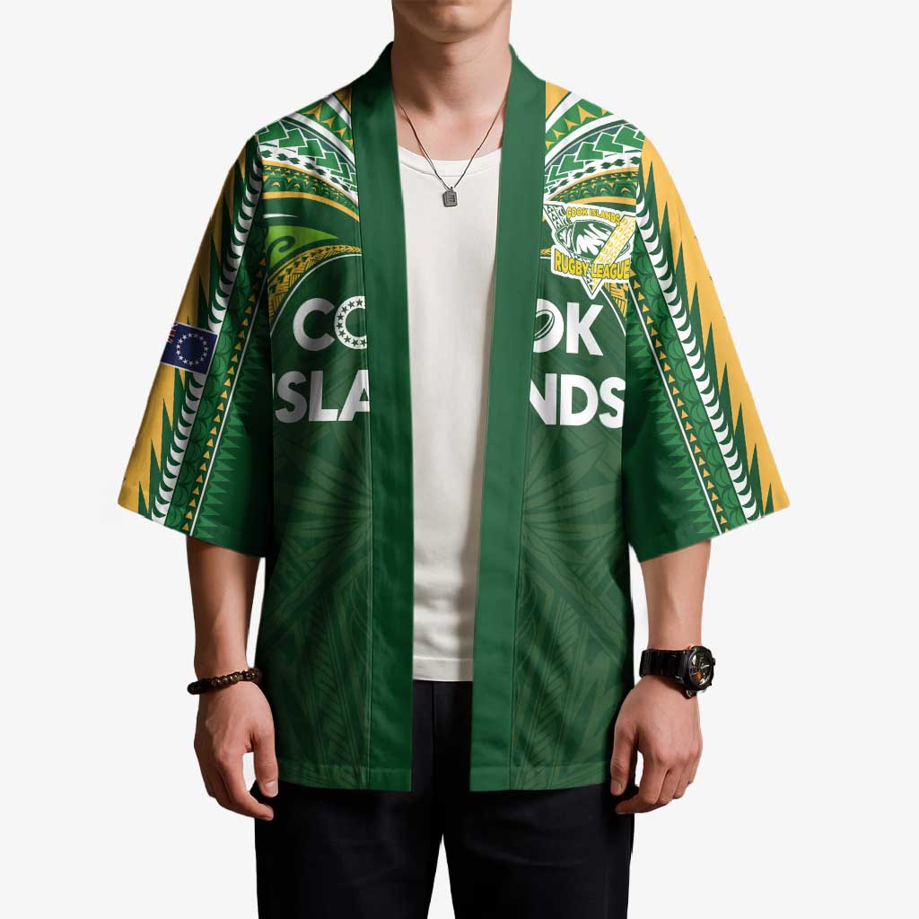 Custom Cook Islands Rugby League Kimono Tatau Tribal Motifs-Dark Green Color LT03 - Polynesian Pride