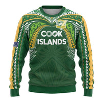 Custom Cook Islands Rugby League Ugly Christmas Sweater Tatau Tribal Motifs-Dark Green Color LT03 - Polynesian Pride