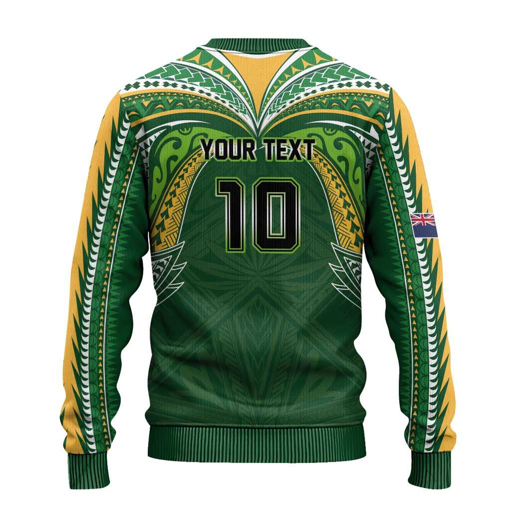 Custom Cook Islands Rugby League Ugly Christmas Sweater Tatau Tribal Motifs-Dark Green Color LT03 - Polynesian Pride