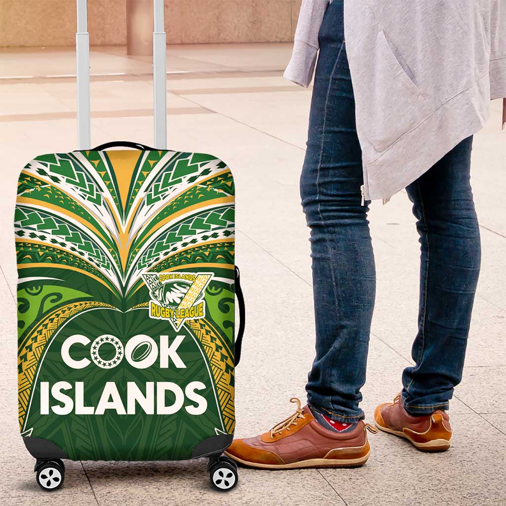 Cook Islands Rugby League Luggage Cover Tatau Tribal Motifs-Dark Green Color LT03 Green - Polynesian Pride