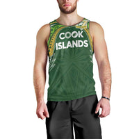 Custom Cook Islands Rugby League Men Tank Top Tatau Tribal Motifs-Dark Green Color LT03 - Polynesian Pride