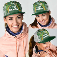 Cook Islands Rugby League Mesh Trucker Cap Tatau Tribal Motifs-Dark Green Color LT03 - Polynesian Pride
