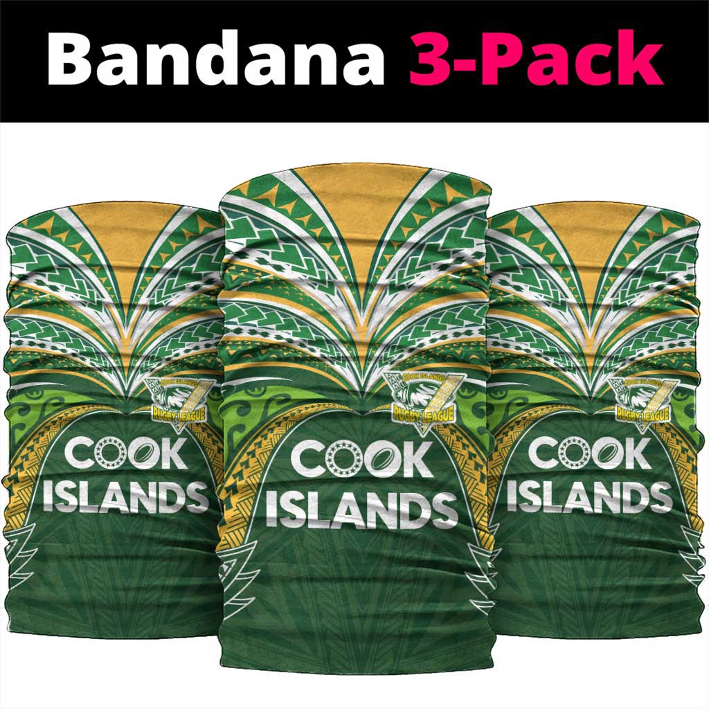 Cook Islands Rugby League Neck Gaiter Tatau Tribal Motifs-Dark Green Color LT03 package One Size: 25*50cm Green - Polynesian Pride