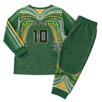 Custom Cook Islands Rugby League Christmas Pajama Set Tatau Tribal Motifs-Dark Green Color LT03 - Polynesian Pride