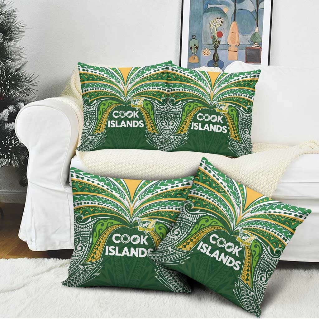 Cook Islands Rugby League Pillow Cover Tatau Tribal Motifs-Dark Green Color LT03 - Polynesian Pride
