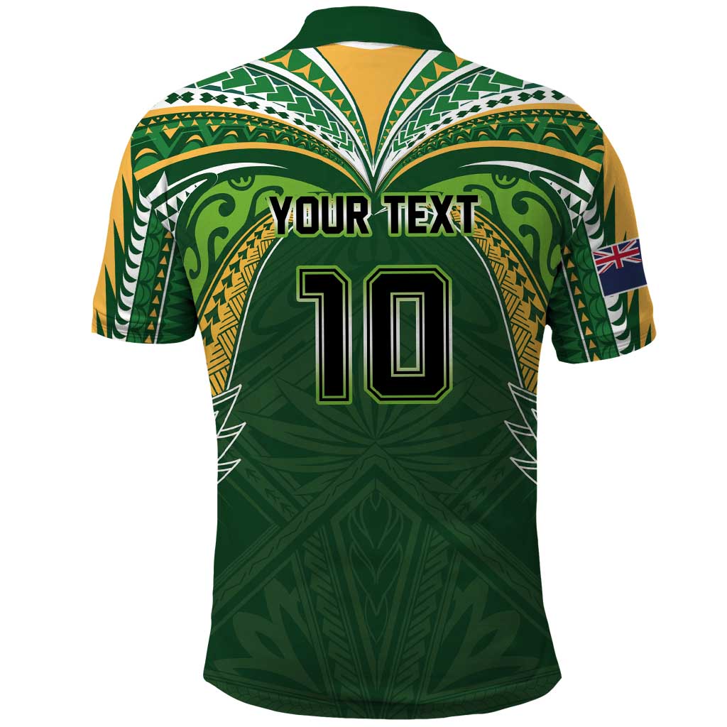 Custom Cook Islands Rugby League Polo Shirt Tatau Tribal Motifs-Dark Green Color LT03 - Polynesian Pride