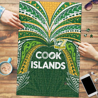 Cook Islands Rugby League Puzzle Tatau Tribal Motifs-Dark Green Color LT03 Green - Polynesian Pride