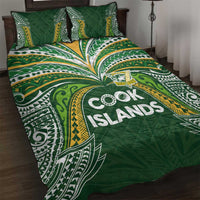 Cook Islands Rugby League Quilt Bed Set Tatau Tribal Motifs-Dark Green Color LT03 Green - Polynesian Pride