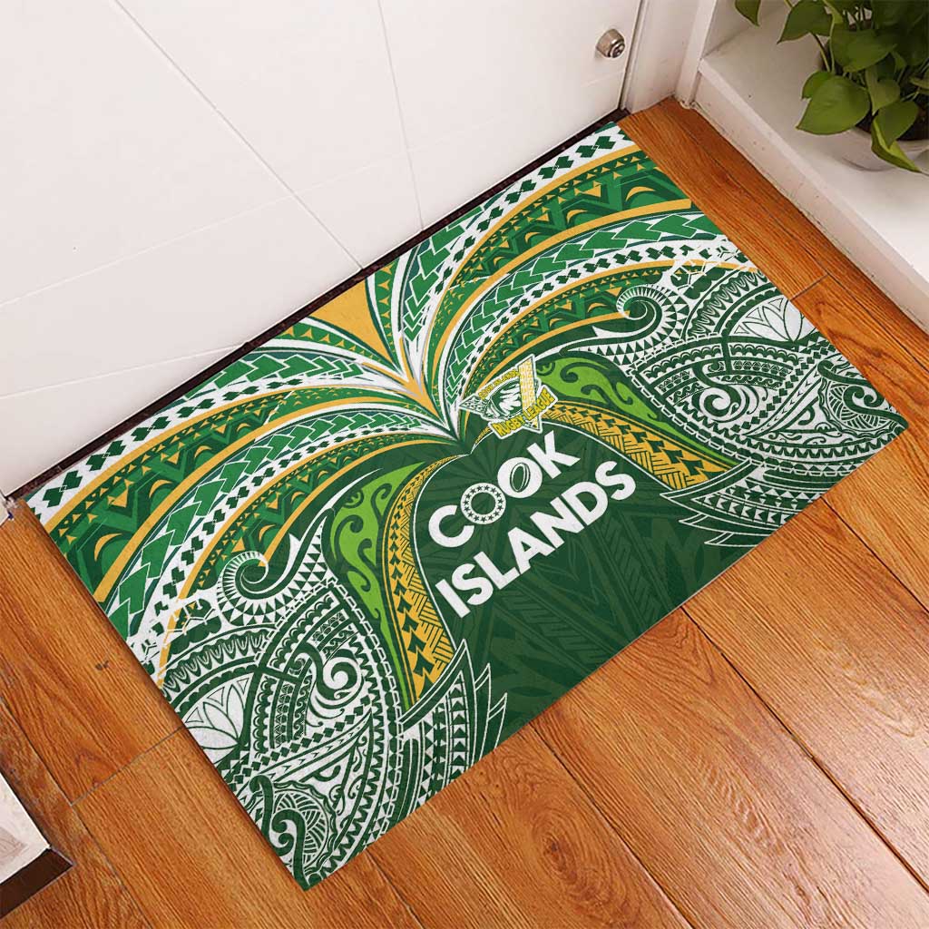 Cook Islands Rugby League Rubber Doormat Tatau Tribal Motifs-Dark Green Color LT03 - Polynesian Pride