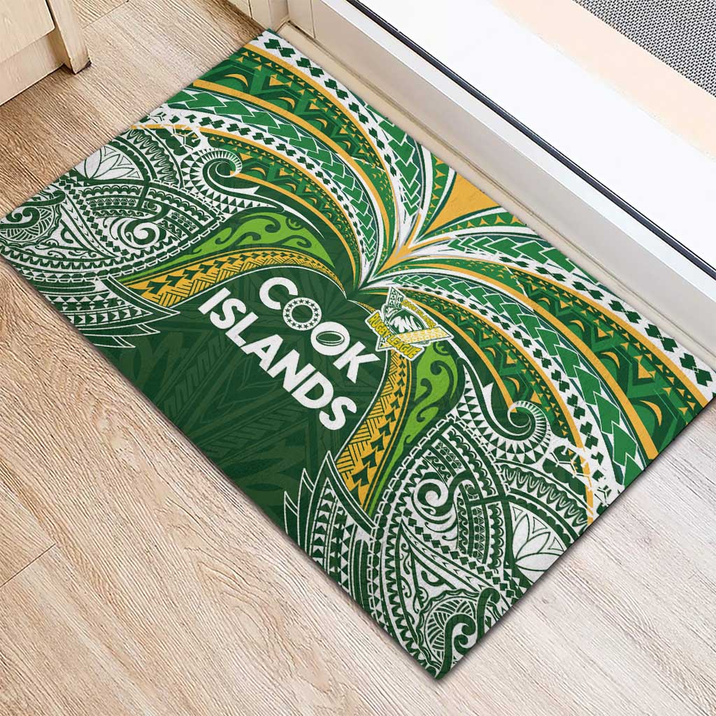 Cook Islands Rugby League Rubber Doormat Tatau Tribal Motifs-Dark Green Color LT03 - Polynesian Pride