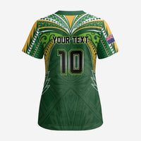 Custom Cook Islands Rugby League Scrub Top Tatau Tribal Motifs-Dark Green Color LT03 - Polynesian Pride