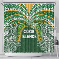 Cook Islands Rugby League Shower Curtain Tatau Tribal Motifs-Dark Green Color LT03 - Polynesian Pride