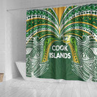Cook Islands Rugby League Shower Curtain Tatau Tribal Motifs-Dark Green Color LT03 - Polynesian Pride