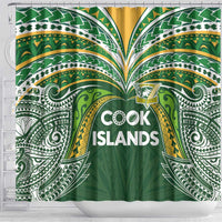 Cook Islands Rugby League Shower Curtain Tatau Tribal Motifs-Dark Green Color LT03 - Polynesian Pride