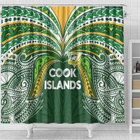 Cook Islands Rugby League Shower Curtain Tatau Tribal Motifs-Dark Green Color LT03 - Polynesian Pride