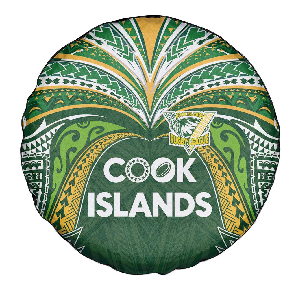 Cook Islands Rugby League Spare Tire Cover Tatau Tribal Motifs-Dark Green Color LT03 - Polynesian Pride