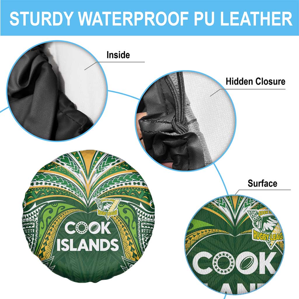 Cook Islands Rugby League Spare Tire Cover Tatau Tribal Motifs-Dark Green Color LT03 - Polynesian Pride