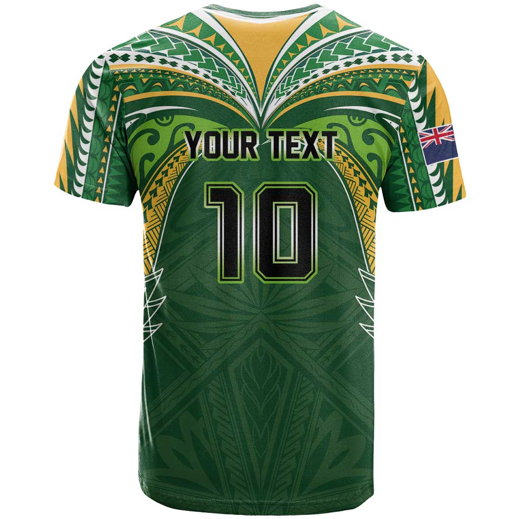 Custom Cook Islands Rugby League T-Shirt - Tatau Tribal Motifs Dark Green LT03 - Polynesian Pride