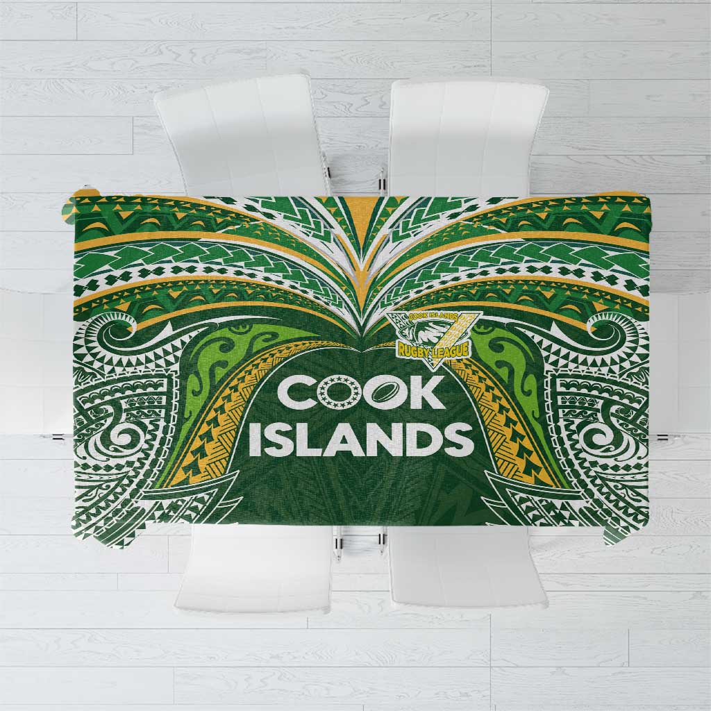 Cook Islands Rugby League Tablecloth Tatau Tribal Motifs-Dark Green Color LT03 Green - Polynesian Pride