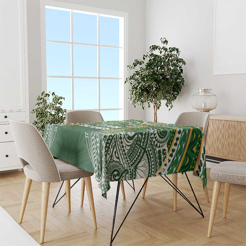 Cook Islands Rugby League Tablecloth Tatau Tribal Motifs-Dark Green Color LT03 - Polynesian Pride