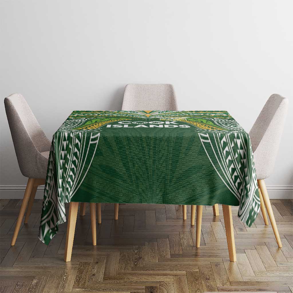 Cook Islands Rugby League Tablecloth Tatau Tribal Motifs-Dark Green Color LT03 - Polynesian Pride