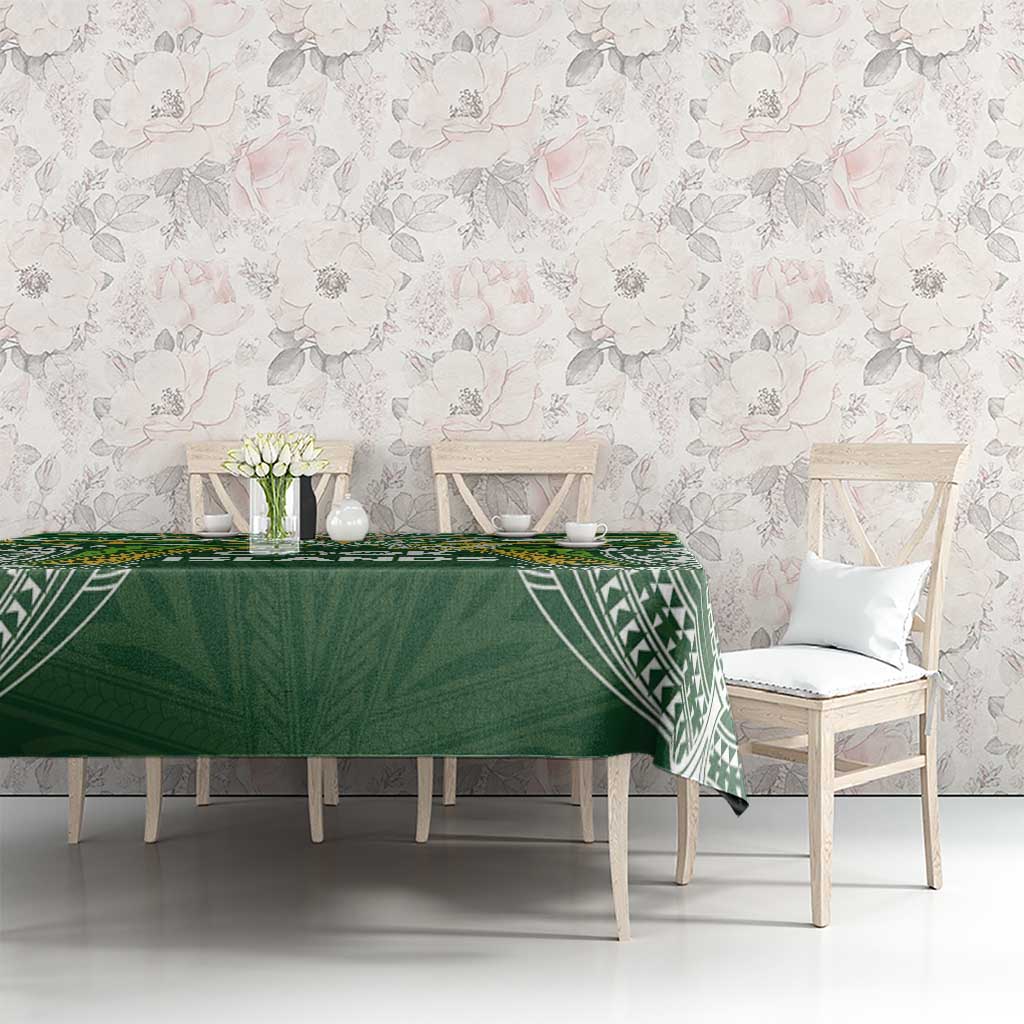 Cook Islands Rugby League Tablecloth Tatau Tribal Motifs-Dark Green Color LT03 - Polynesian Pride