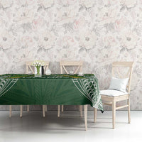 Cook Islands Rugby League Tablecloth Tatau Tribal Motifs-Dark Green Color LT03 - Polynesian Pride