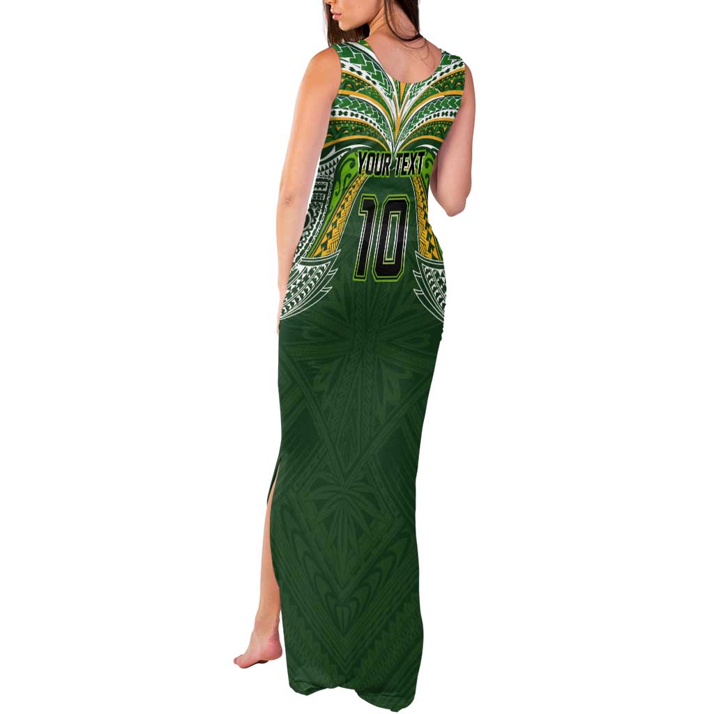 Custom Cook Islands Rugby League Tank Maxi Dress Tatau Tribal Motifs-Dark Green Color LT03 - Polynesian Pride