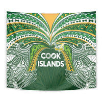 Cook Islands Rugby League Tapestry Tatau Tribal Motifs-Dark Green Color LT03 - Polynesian Pride