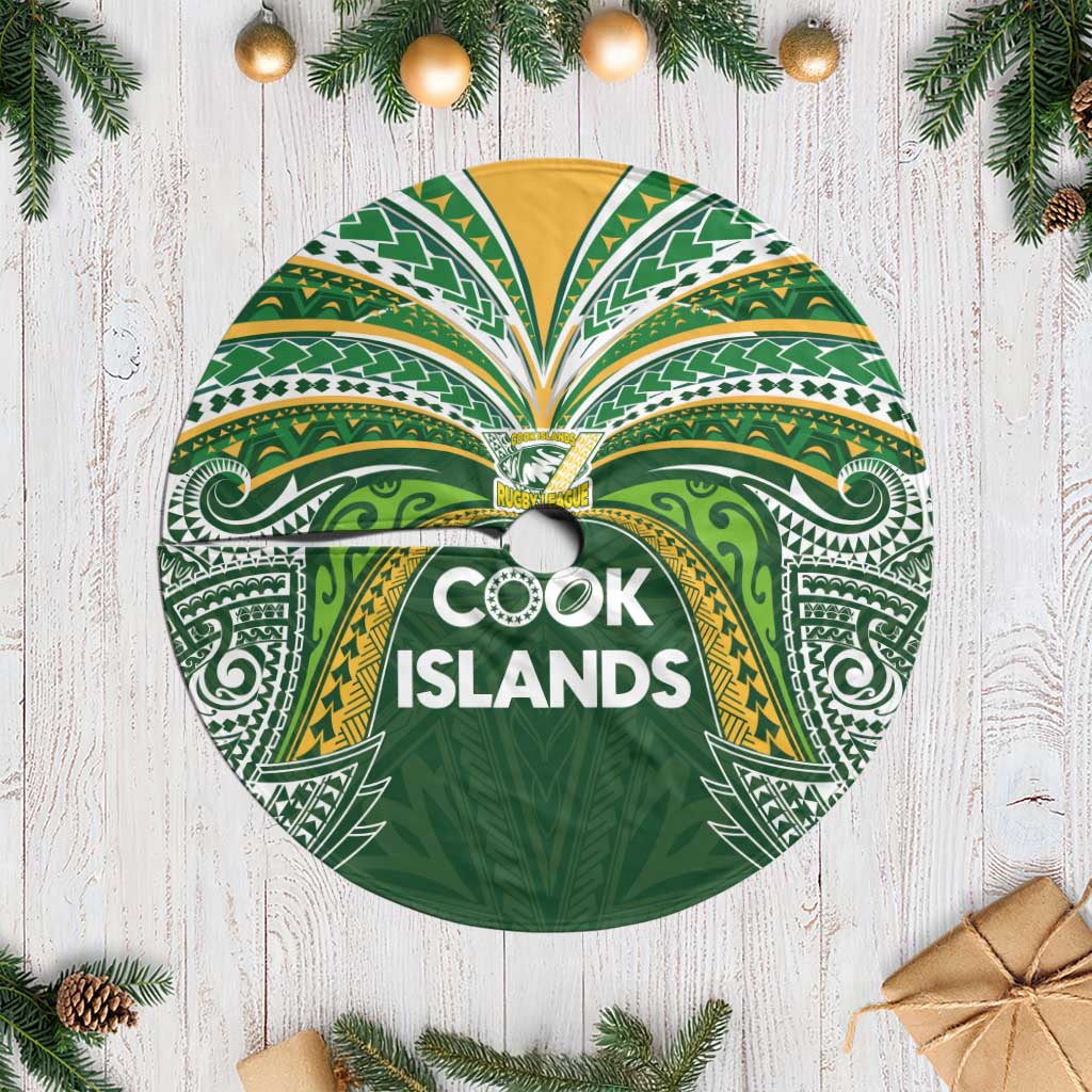 Cook Islands Rugby League Tree Skirt Tatau Tribal Motifs-Dark Green Color LT03 Casual Green - Polynesian Pride