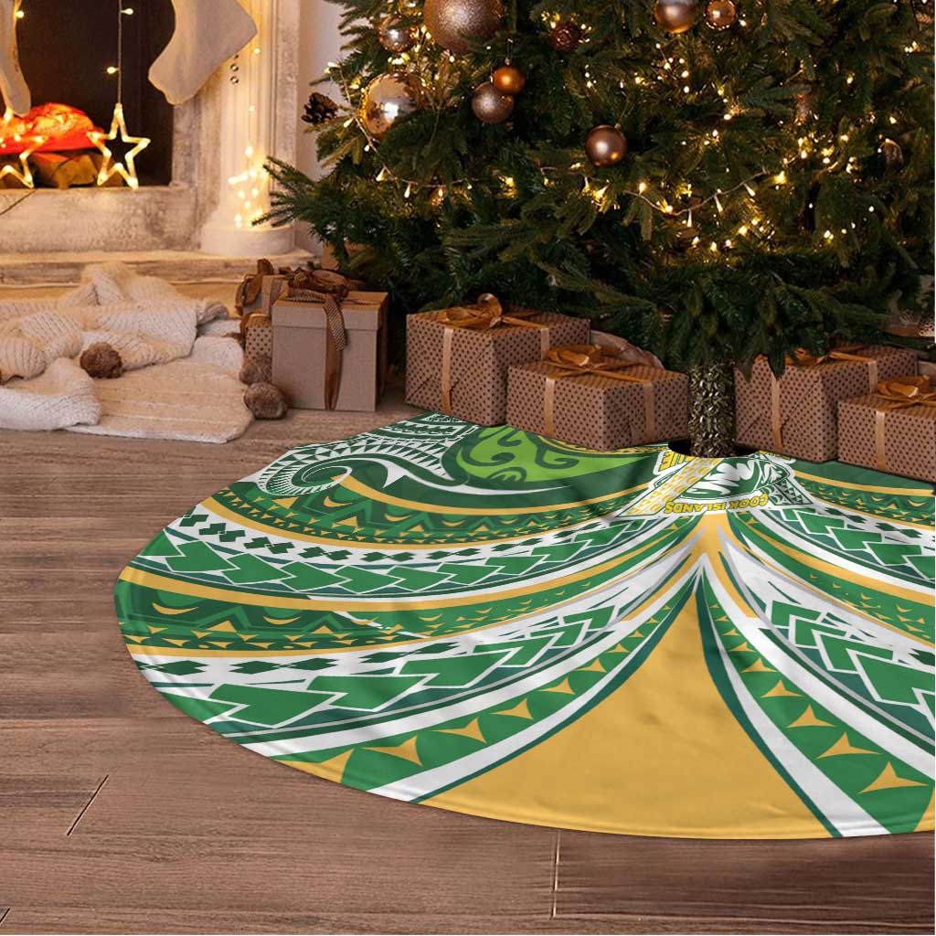 Cook Islands Rugby League Tree Skirt Tatau Tribal Motifs-Dark Green Color LT03 - Polynesian Pride