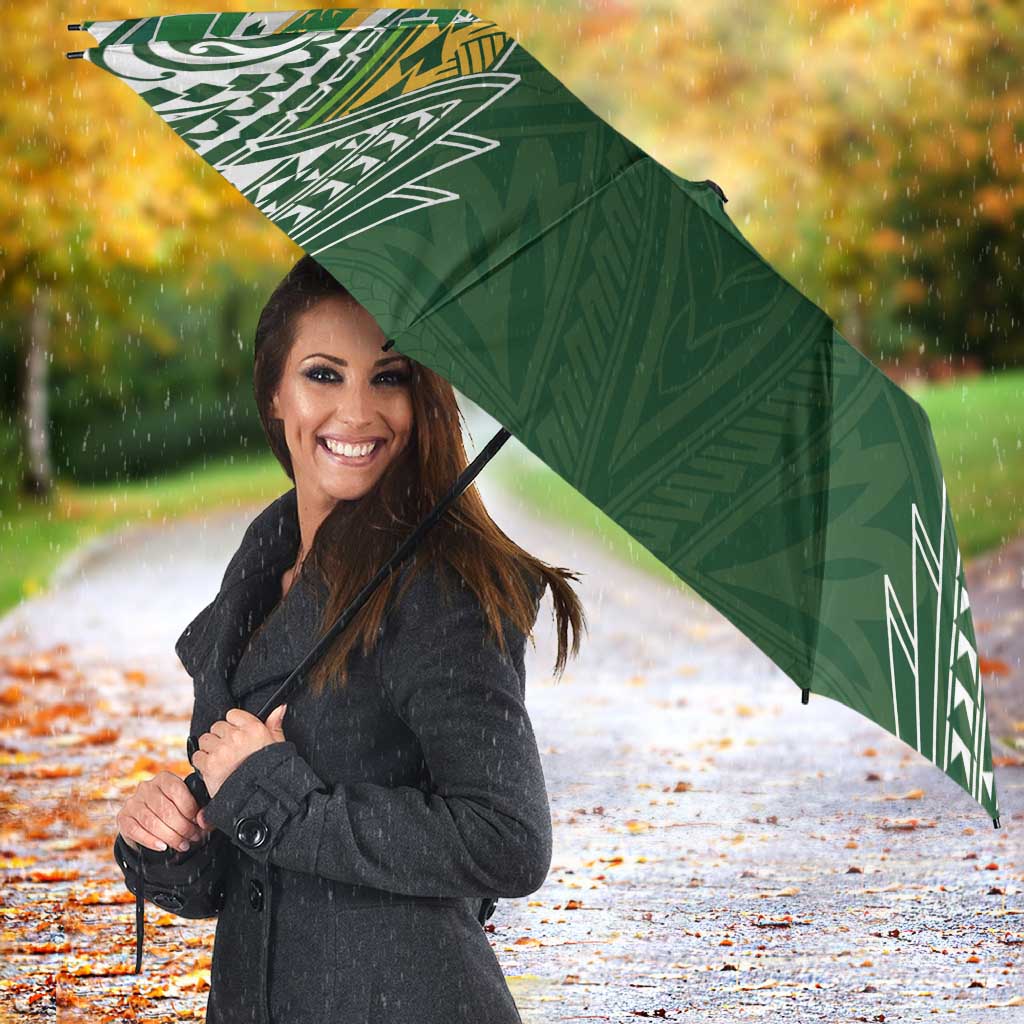 Cook Islands Rugby League Umbrella Tatau Tribal Motifs-Dark Green Color LT03 - Polynesian Pride