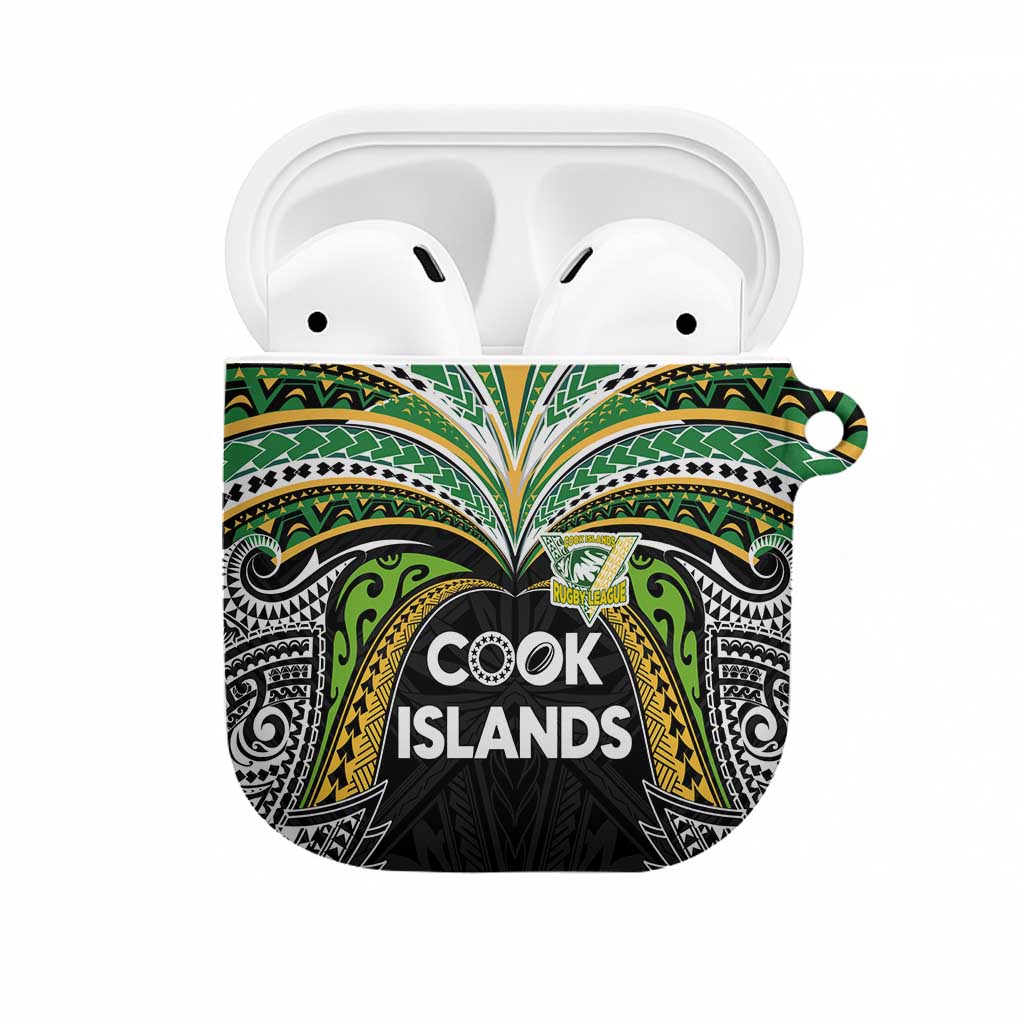 Cook Islands Rugby League AirPods Case Tatau Tribal Motifs-Black Color LT03 Black - Polynesian Pride