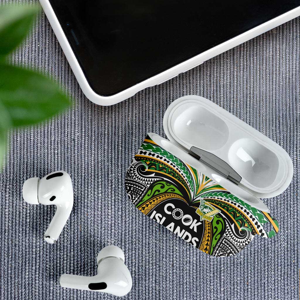 Cook Islands Rugby League AirPods Case Tatau Tribal Motifs-Black Color LT03 - Polynesian Pride