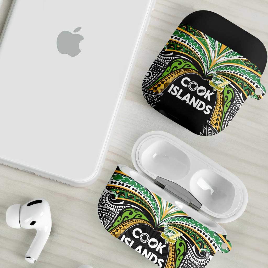 Cook Islands Rugby League AirPods Case Tatau Tribal Motifs-Black Color LT03 - Polynesian Pride