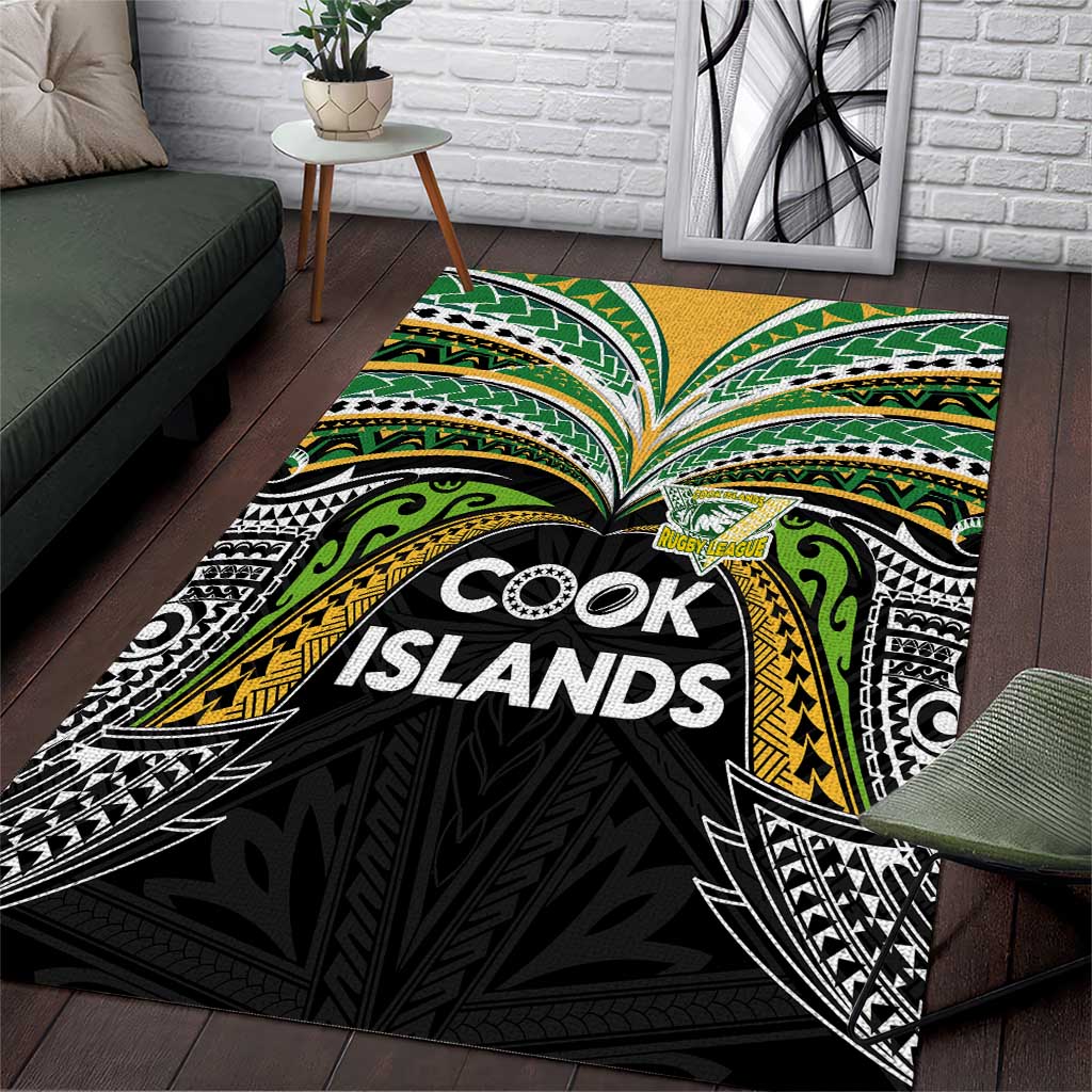 Cook Islands Rugby League Area Rug Tatau Tribal Motifs-Black Color LT03 Black - Polynesian Pride