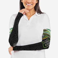 Custom Cook Islands Rugby League Arm Sleeves Tatau Tribal Motifs-Black Color LT03 - Polynesian Pride