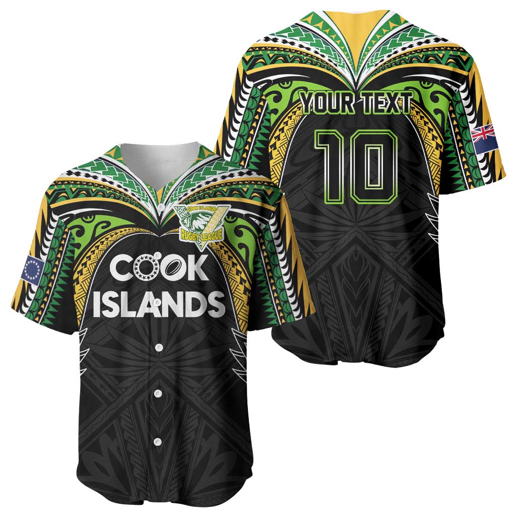 Custom Cook Islands Rugby League Baseball Jersey Tatau Tribal Motifs-Black Color LT03 - Polynesian Pride