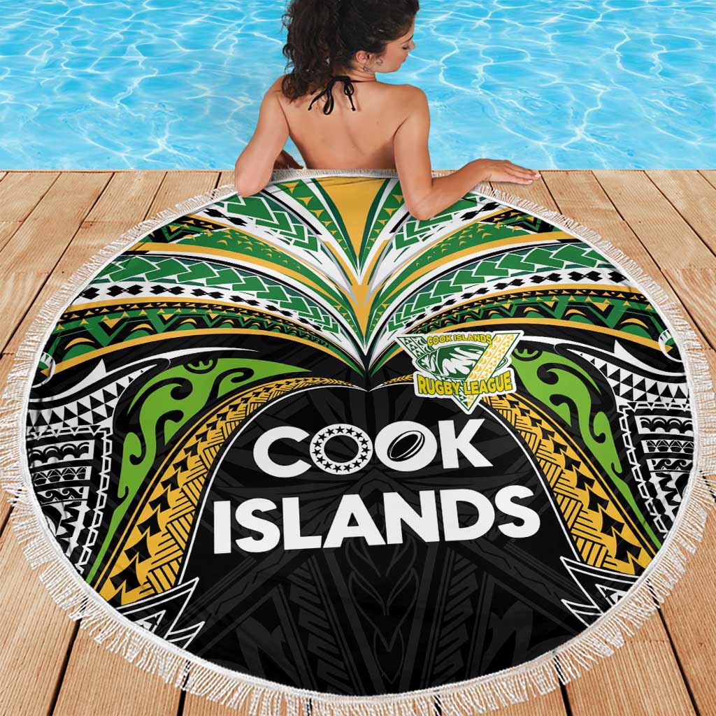 Cook Islands Rugby League Beach Blanket Tatau Tribal Motifs-Black Color LT03 - Polynesian Pride
