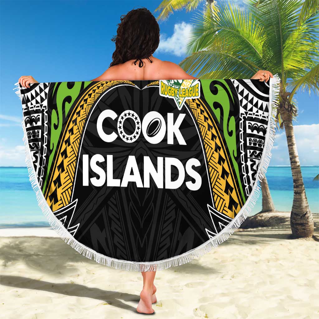 Cook Islands Rugby League Beach Blanket Tatau Tribal Motifs-Black Color LT03 - Polynesian Pride