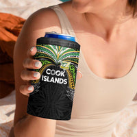 Custom Cook Islands Rugby League 4 in 1 Can Cooler Tumbler Tatau Tribal Motifs-Black Color LT03 - Polynesian Pride