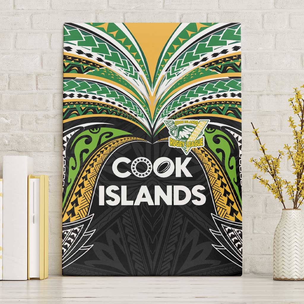 Cook Islands Rugby League Canvas Wall Art Tatau Tribal Motifs-Black Color LT03 Without Frame Black - Polynesian Pride