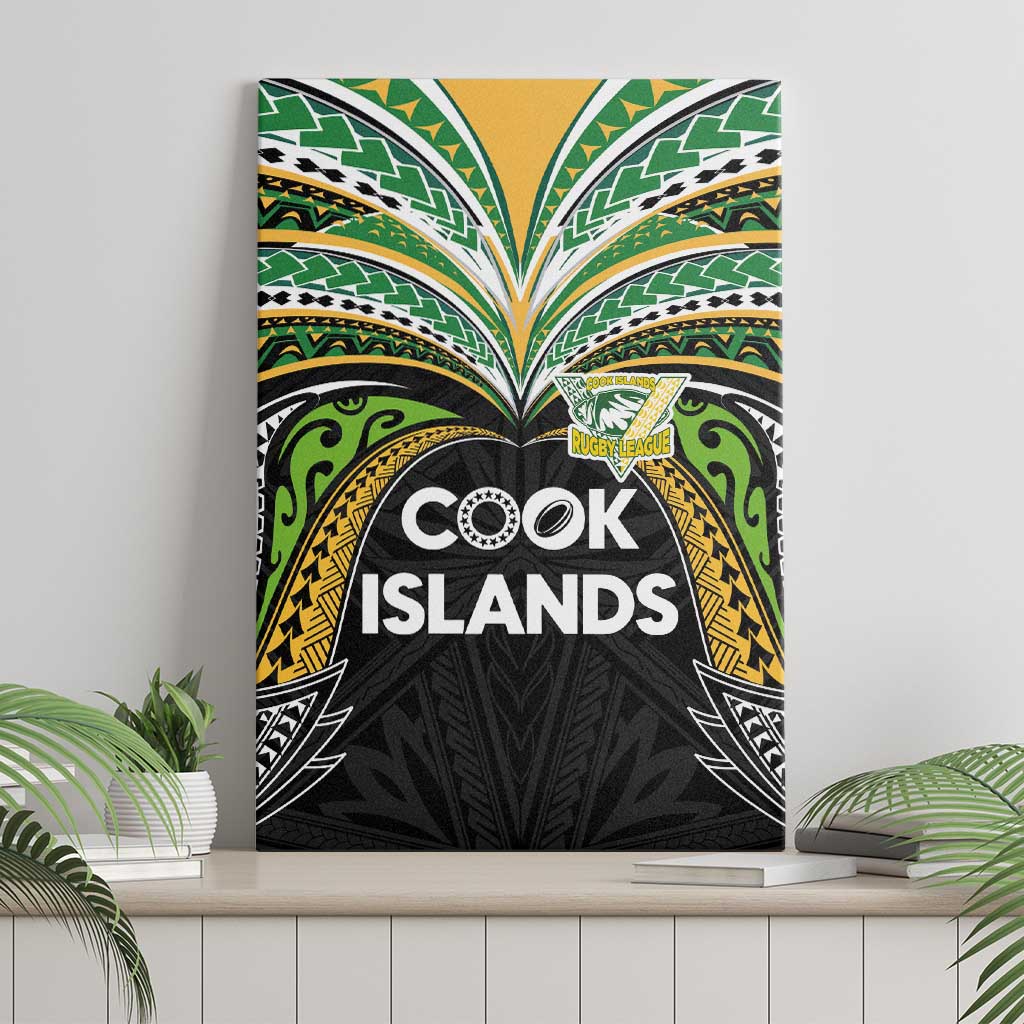 Cook Islands Rugby League Canvas Wall Art Tatau Tribal Motifs-Black Color LT03 - Polynesian Pride