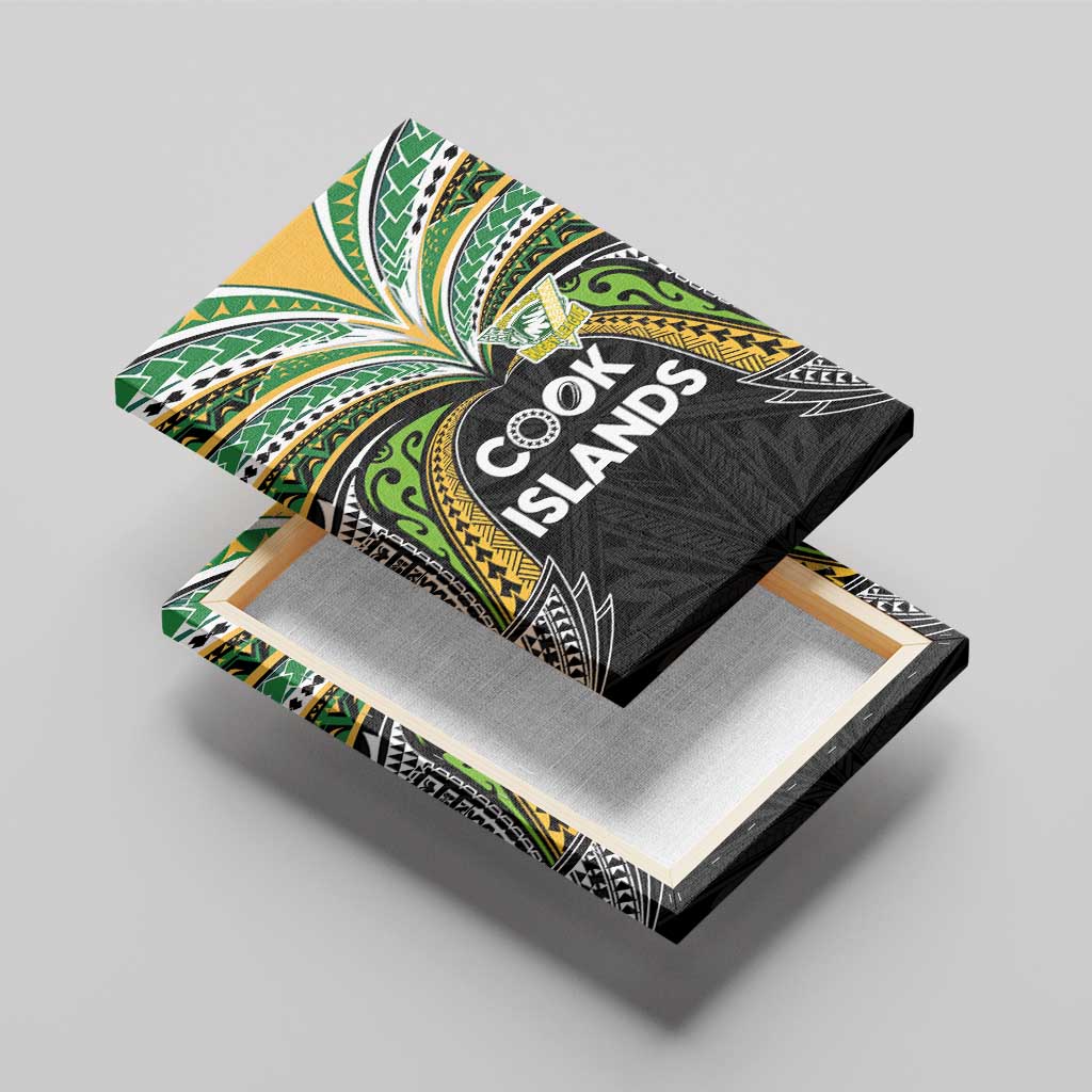 Cook Islands Rugby League Canvas Wall Art Tatau Tribal Motifs-Black Color LT03 - Polynesian Pride